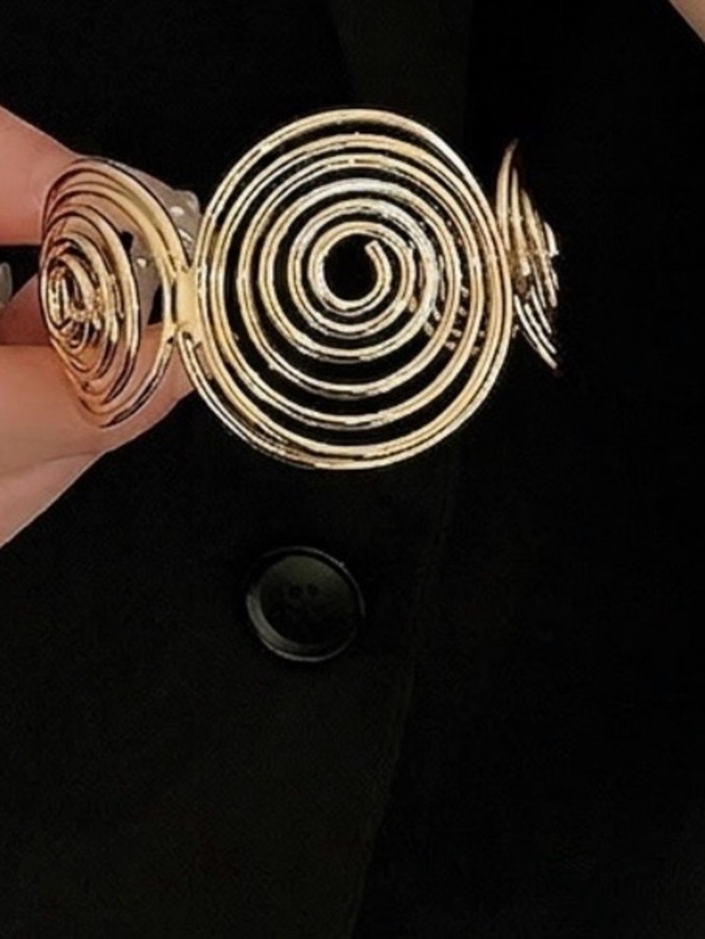 2380- 925 Sterling Silver Alloy -  Spiral Open Cuff Bracelet Gold